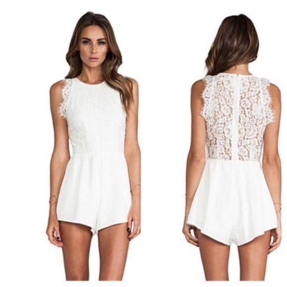 KEEPSAKE the Label Pants - Keepsake Almost Over Lace Playsuit White Small